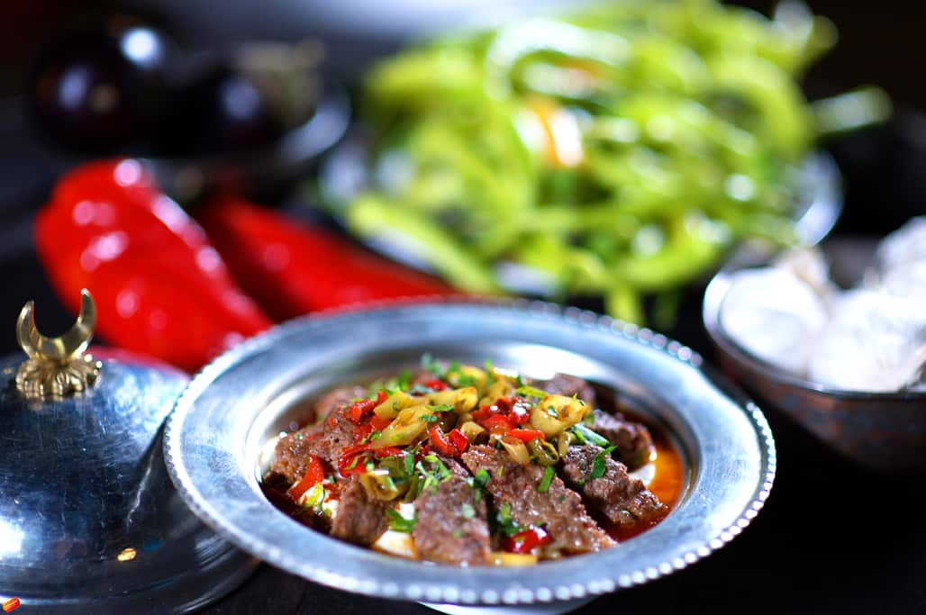 Ali nazik, chopped lamb and pistachio kebab