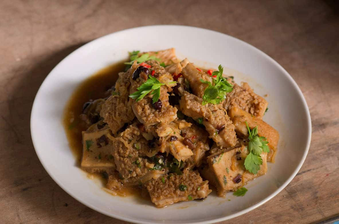 Tripe with white wine and black bean sauce