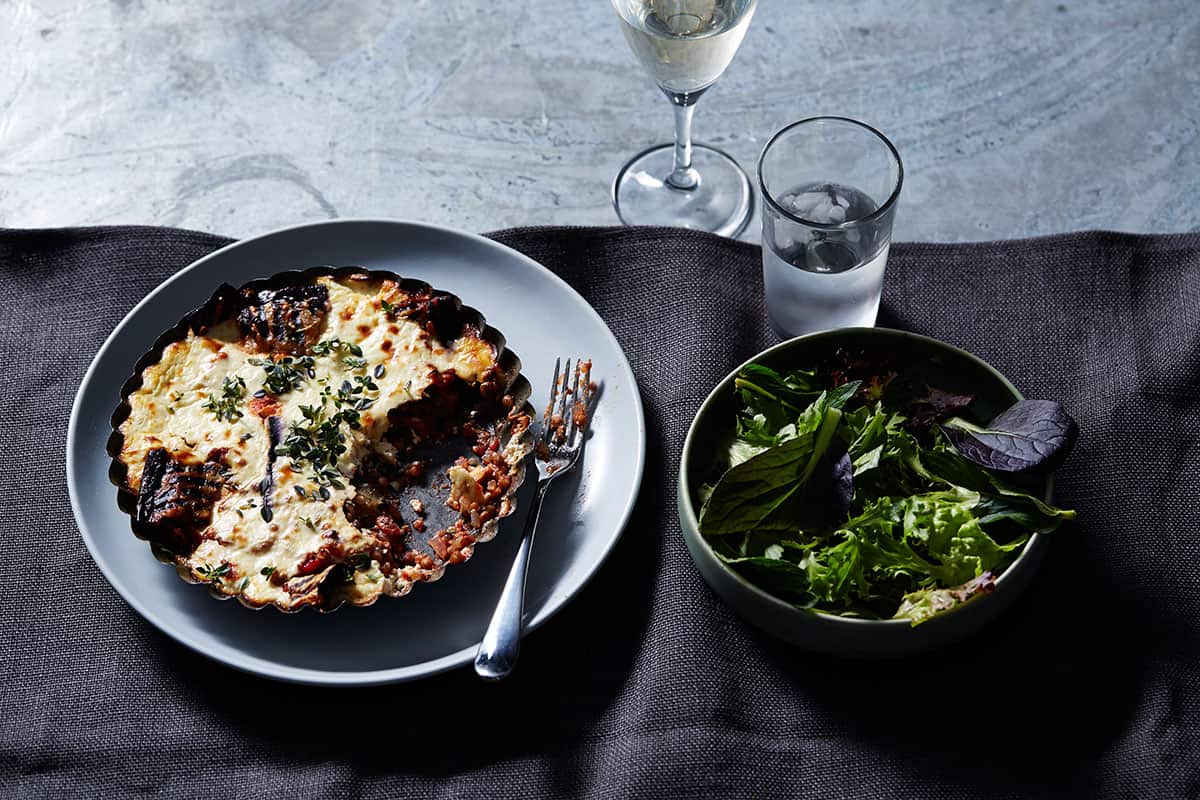 Vegetarian lentil and eggplant moussaka