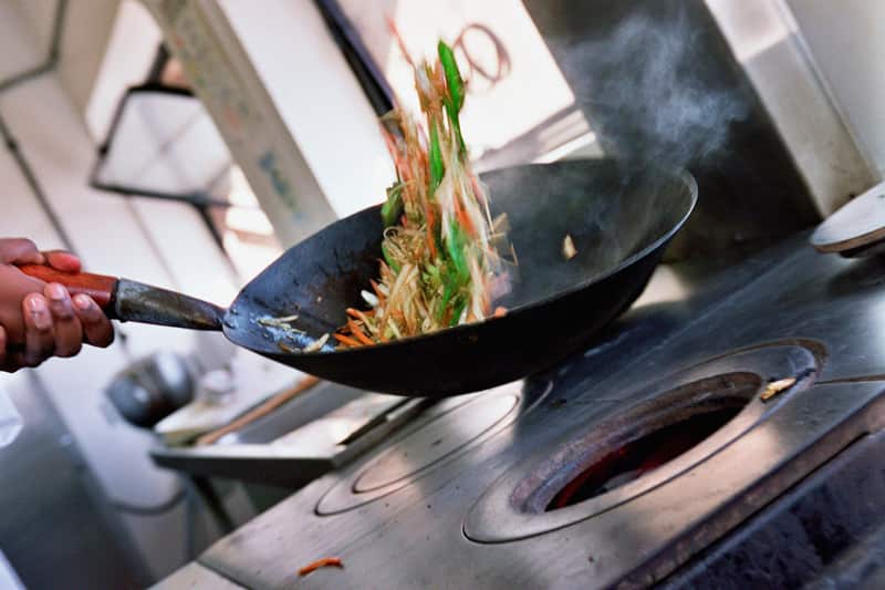A well-seasoned wok