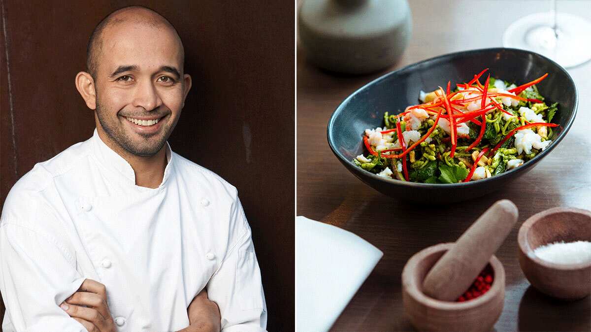 Adam D'Sylva and salad