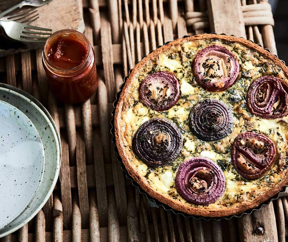Mushroom, red onion and tarragon quiche from All Day Baking