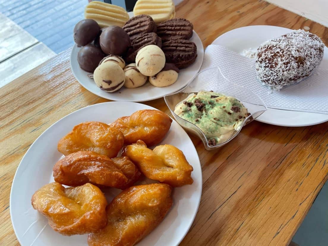 Afrikaner desserts, such as butter biscuits and koeksisters