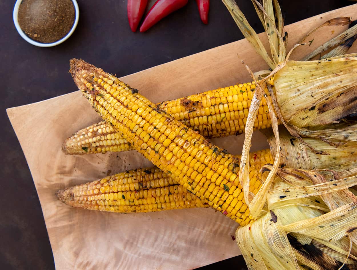 Charred corn with ras el hanout butter