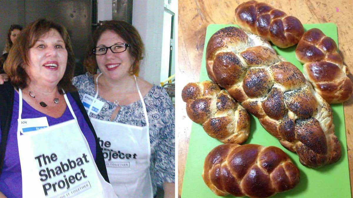 Amanda Lieber and her mother Joy and Amanda's challah