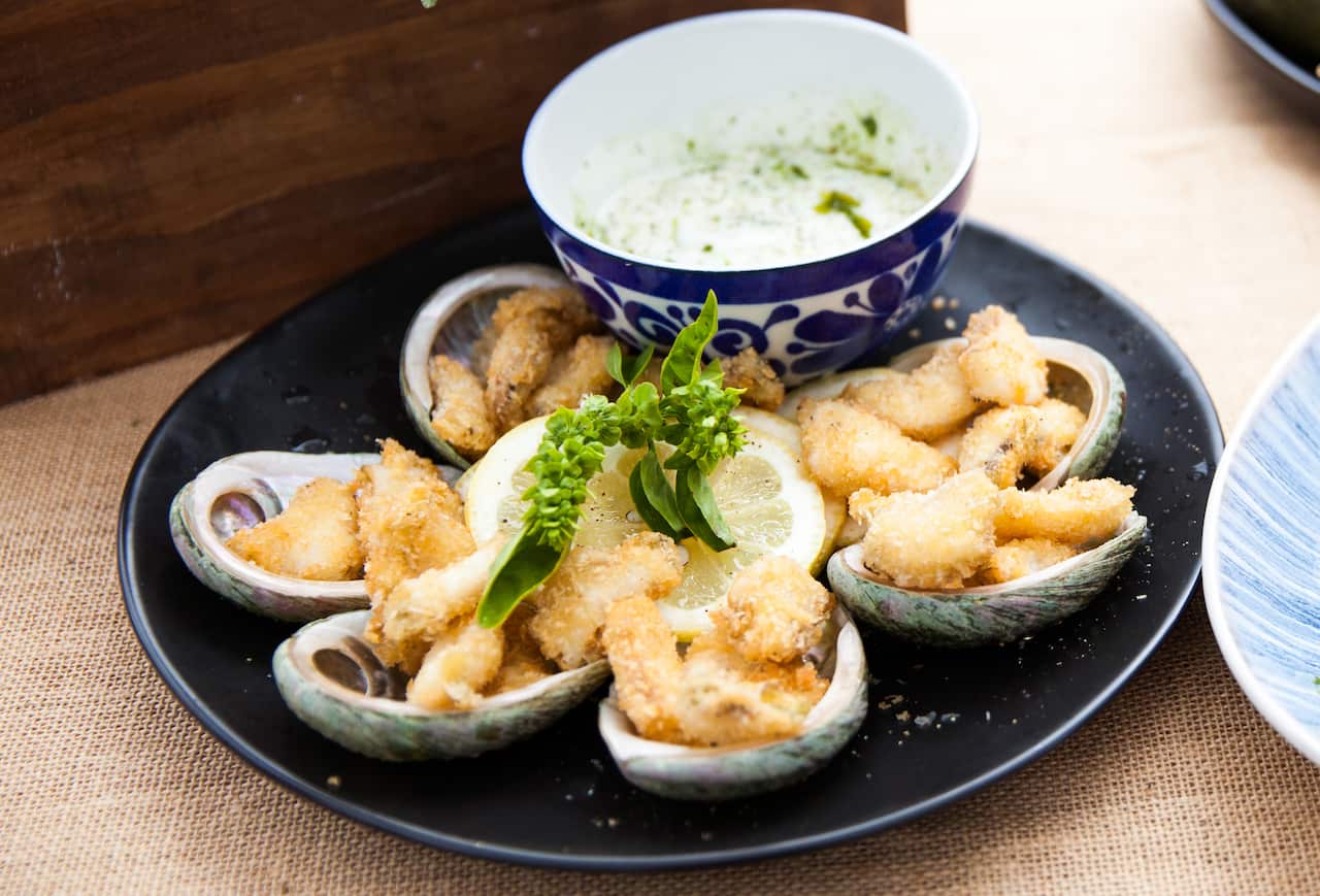 Coconut crumbed abalone Ainsley Harriott