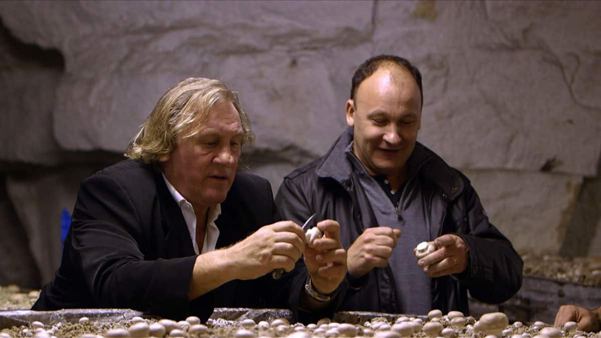 Gérard Depardieu discovers mushrooms at Chantilly in France