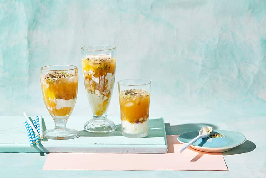 Apricot nectar and pistachio smoothie