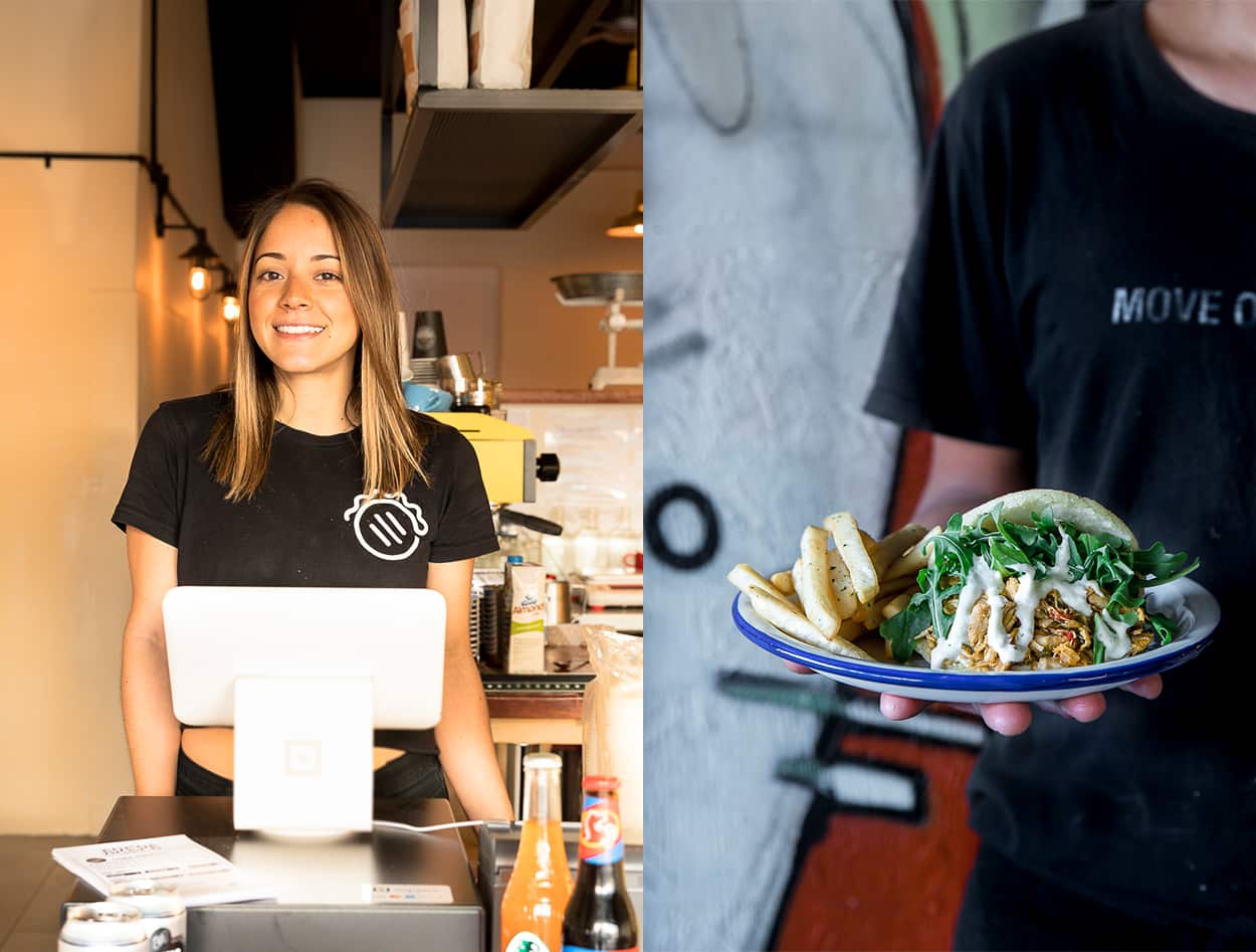 Kysbel Castellanos at Arepa in Sydney, and one of their arepas