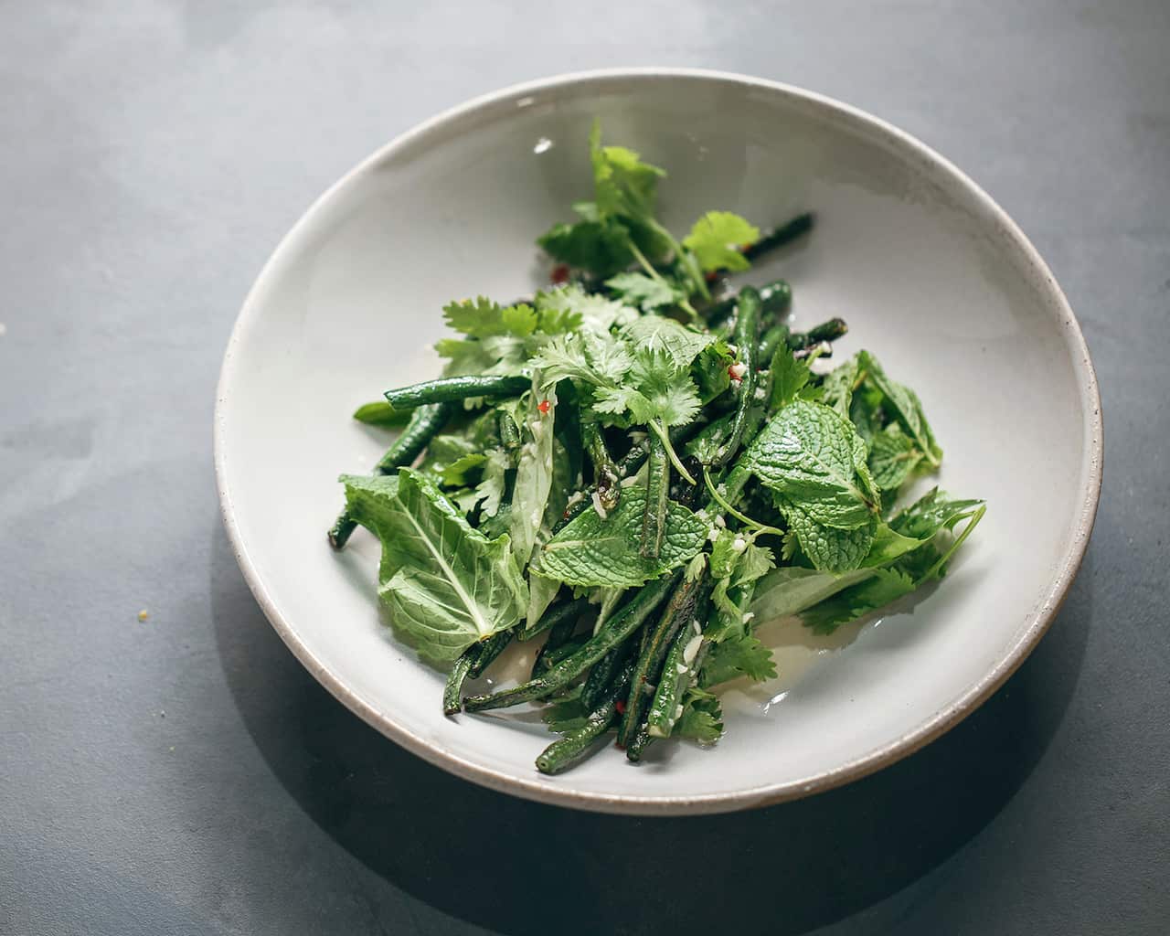 Aromatic snake bean salad