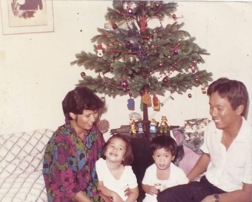 Nikki Alfonso-Gregorio as a child with her family during Christmas.