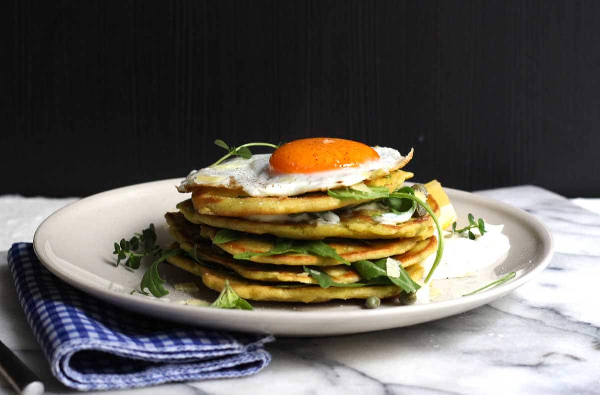 Avocado pancake stack