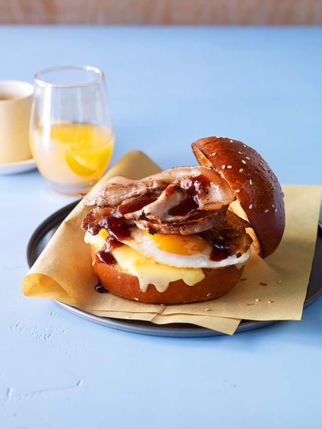 Bacon & egg roll with HP-style sauce