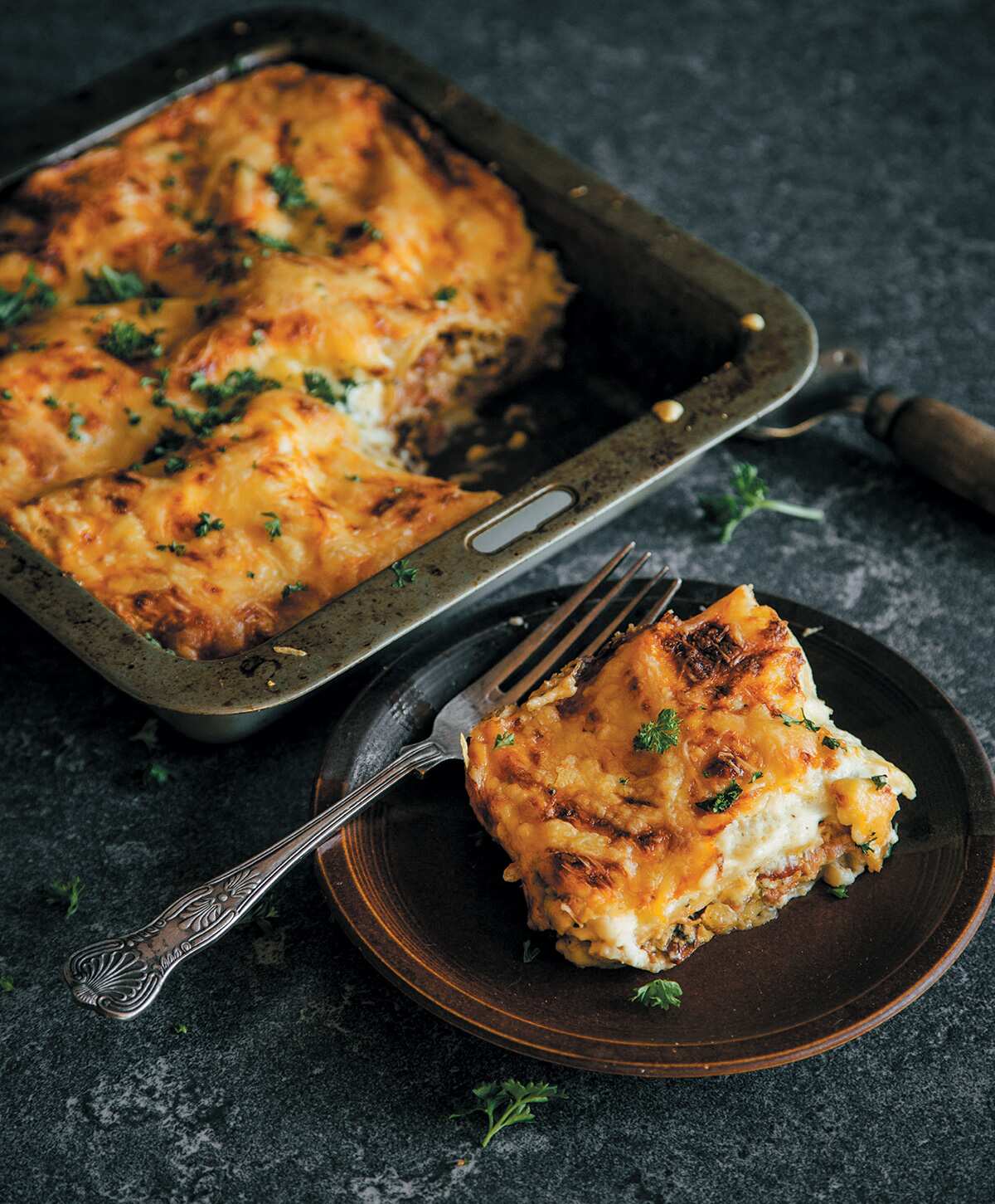 Bacon and egg lasagne