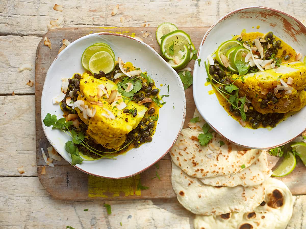 Baked Cauliflower with black beans