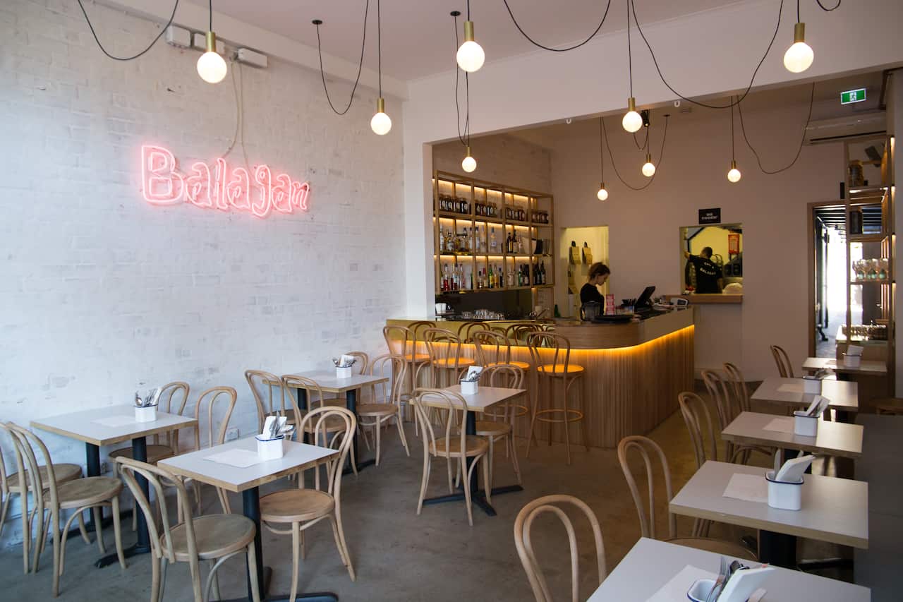 The filo pastry cigars are filled with haloumi, spinach and shanklish at Balagan Kitchen.