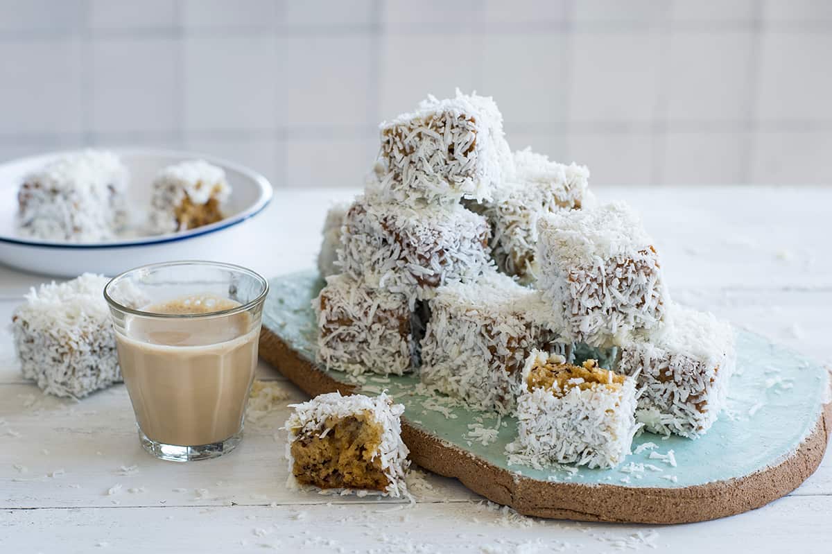 Banana bread lamingtons