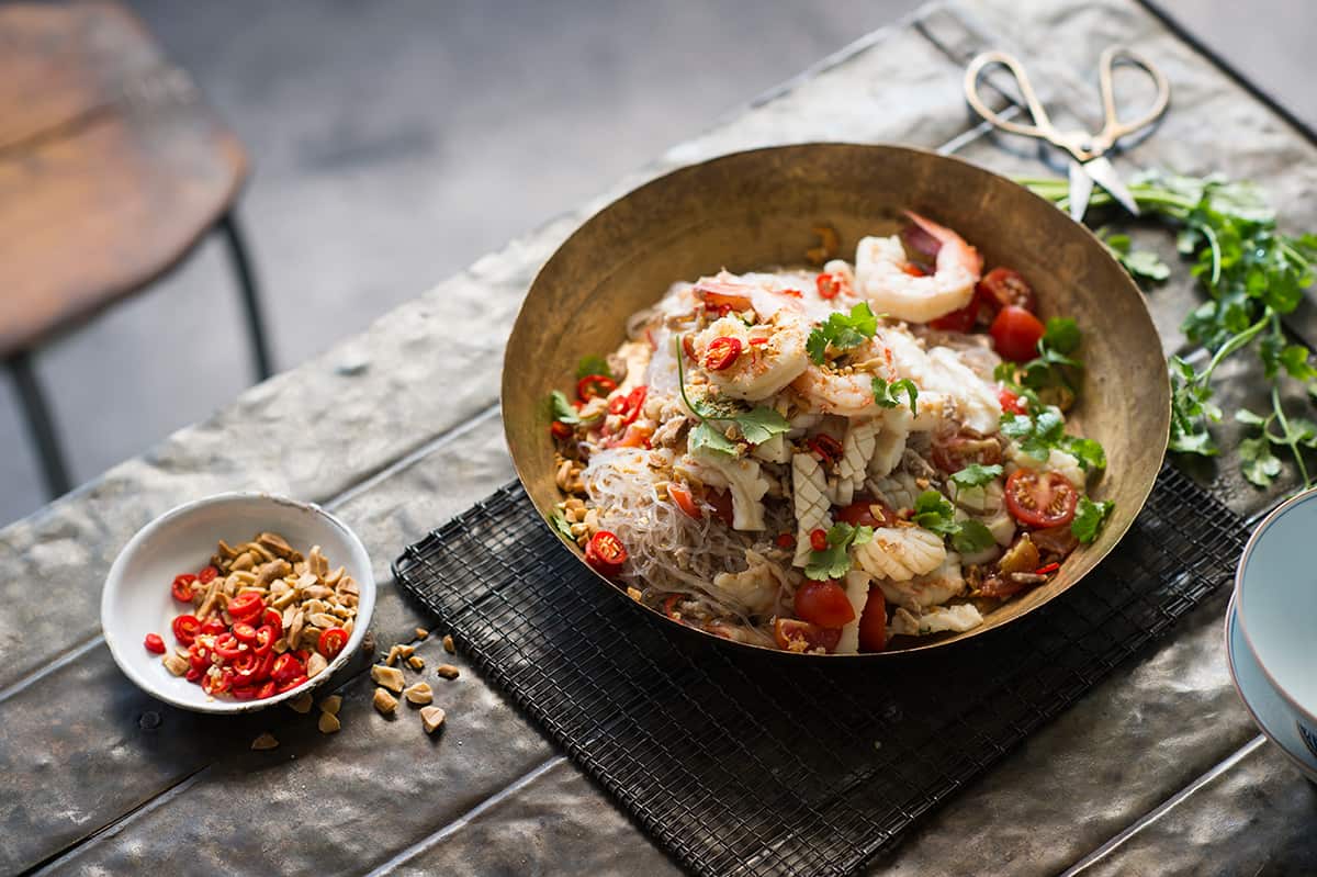 Glass noodle salad with seafood