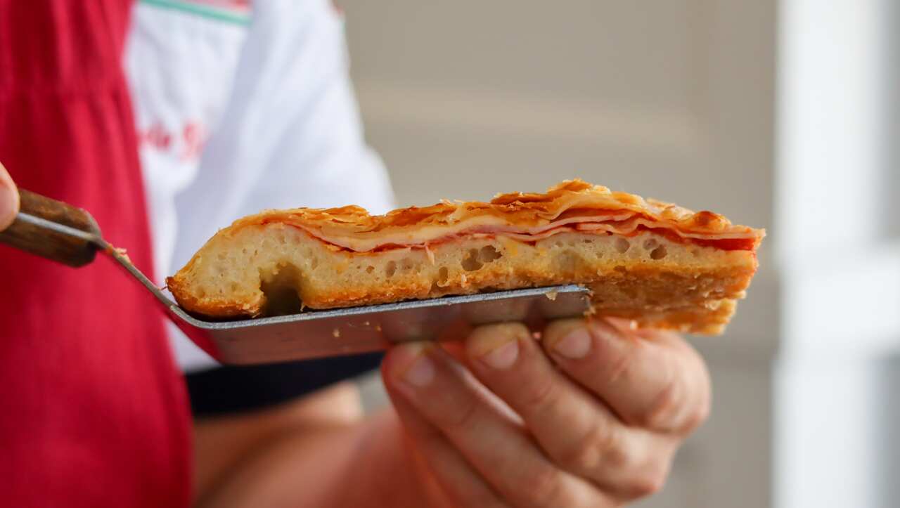 A paragina is a kind of pizza that's on offer at Bar Lucio.