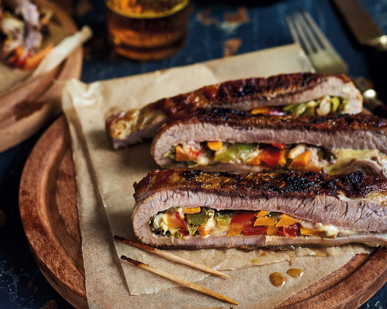 Barbecued folded matambre