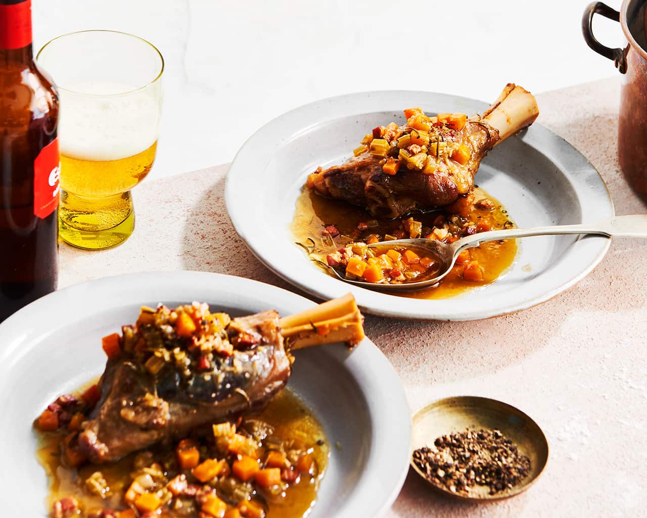 Beer-braised lamb shanks (xai a la cervesa)