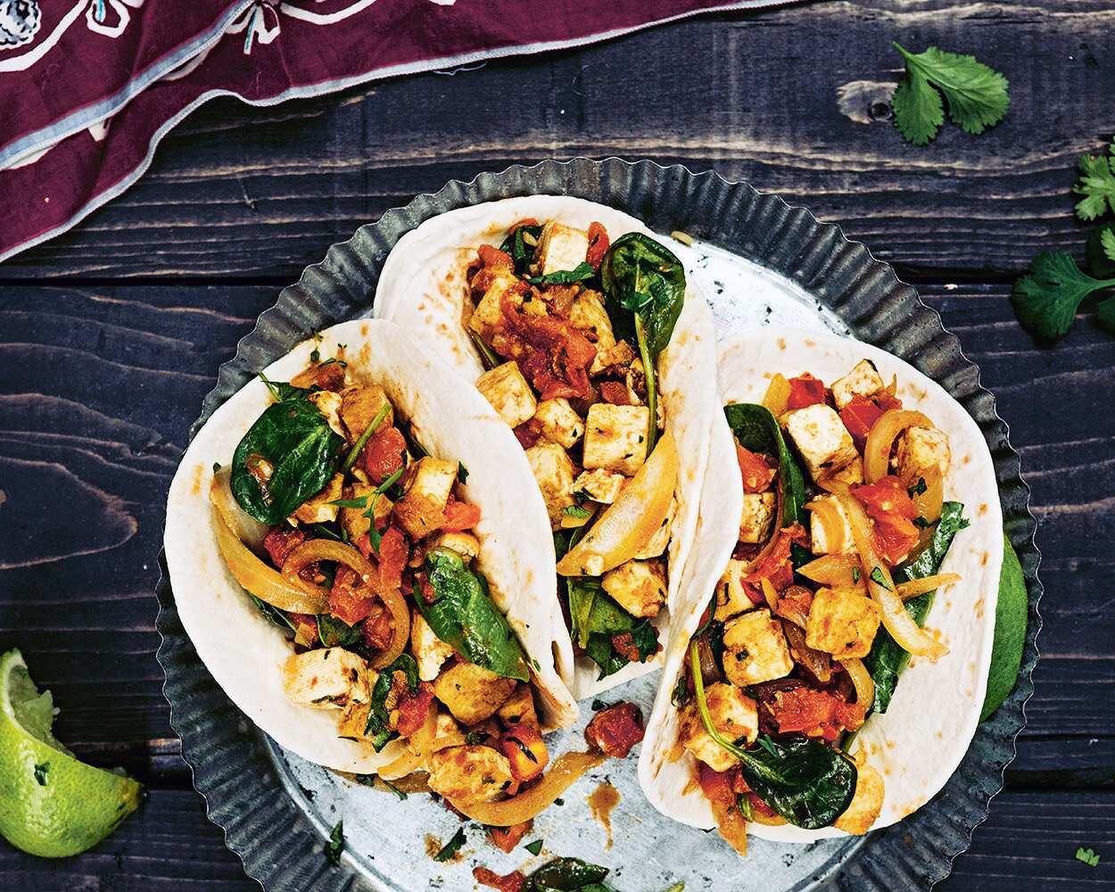 Beer braised tofu tacos