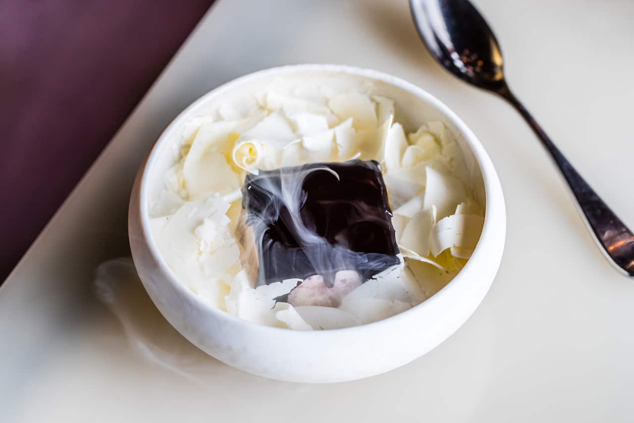 Bennelong's cherry jam lamington
