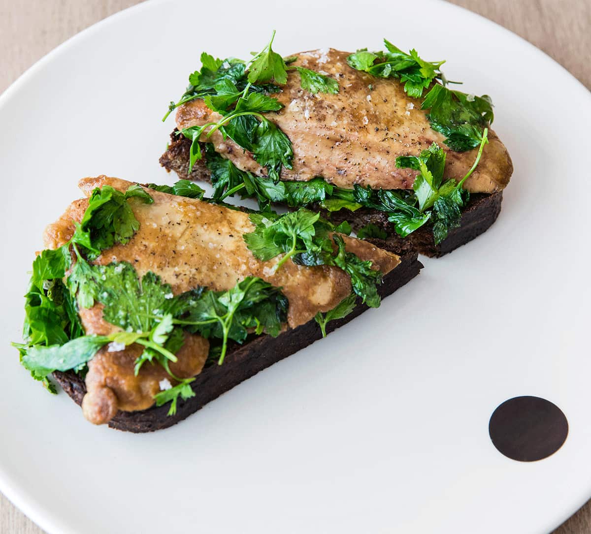 Fish liver and parsley on toast, like this mirror dory version, is a Saint Peter favourite.
