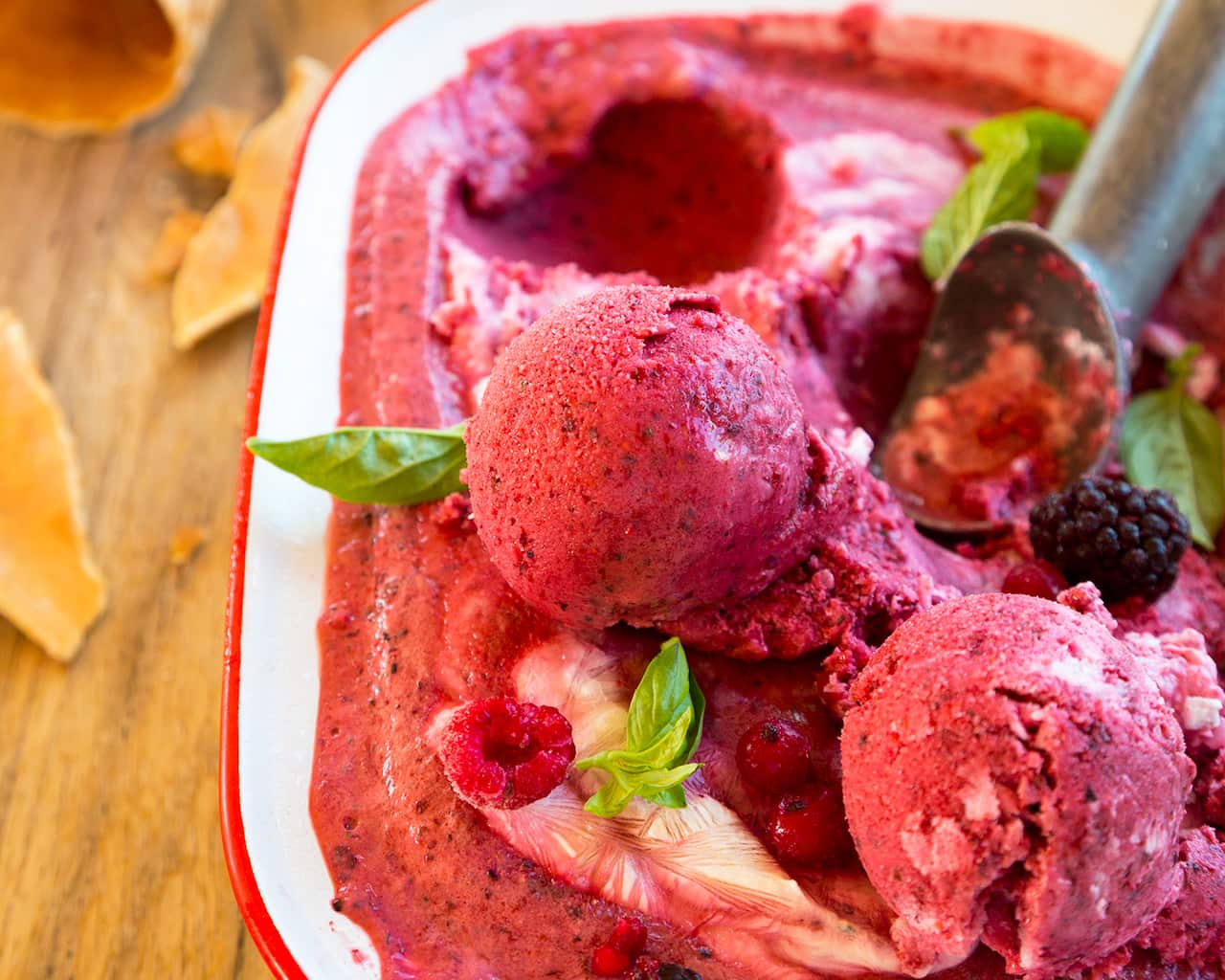 Berry, basil and mint sorbet