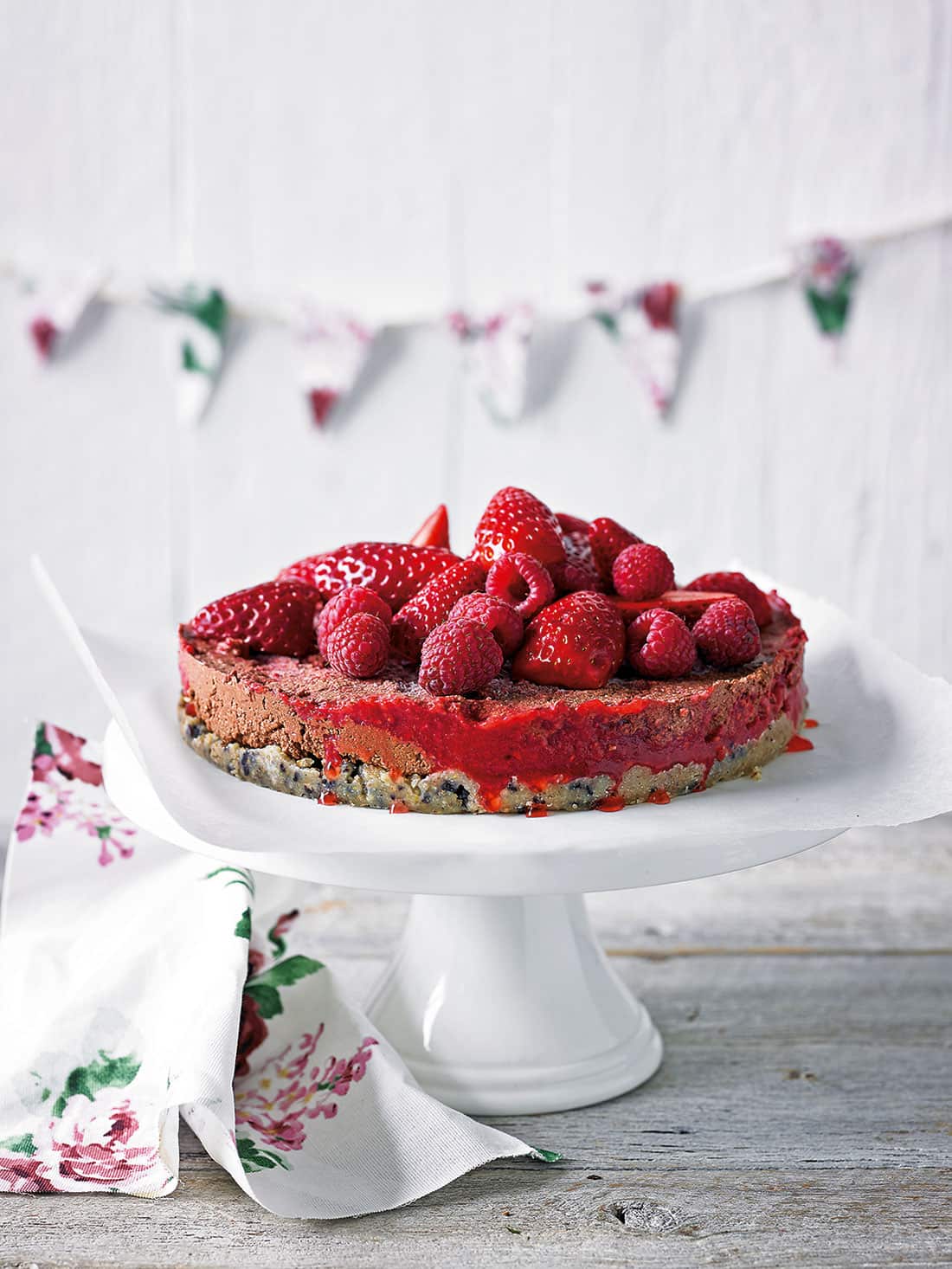 Raw berry and chocolate torte