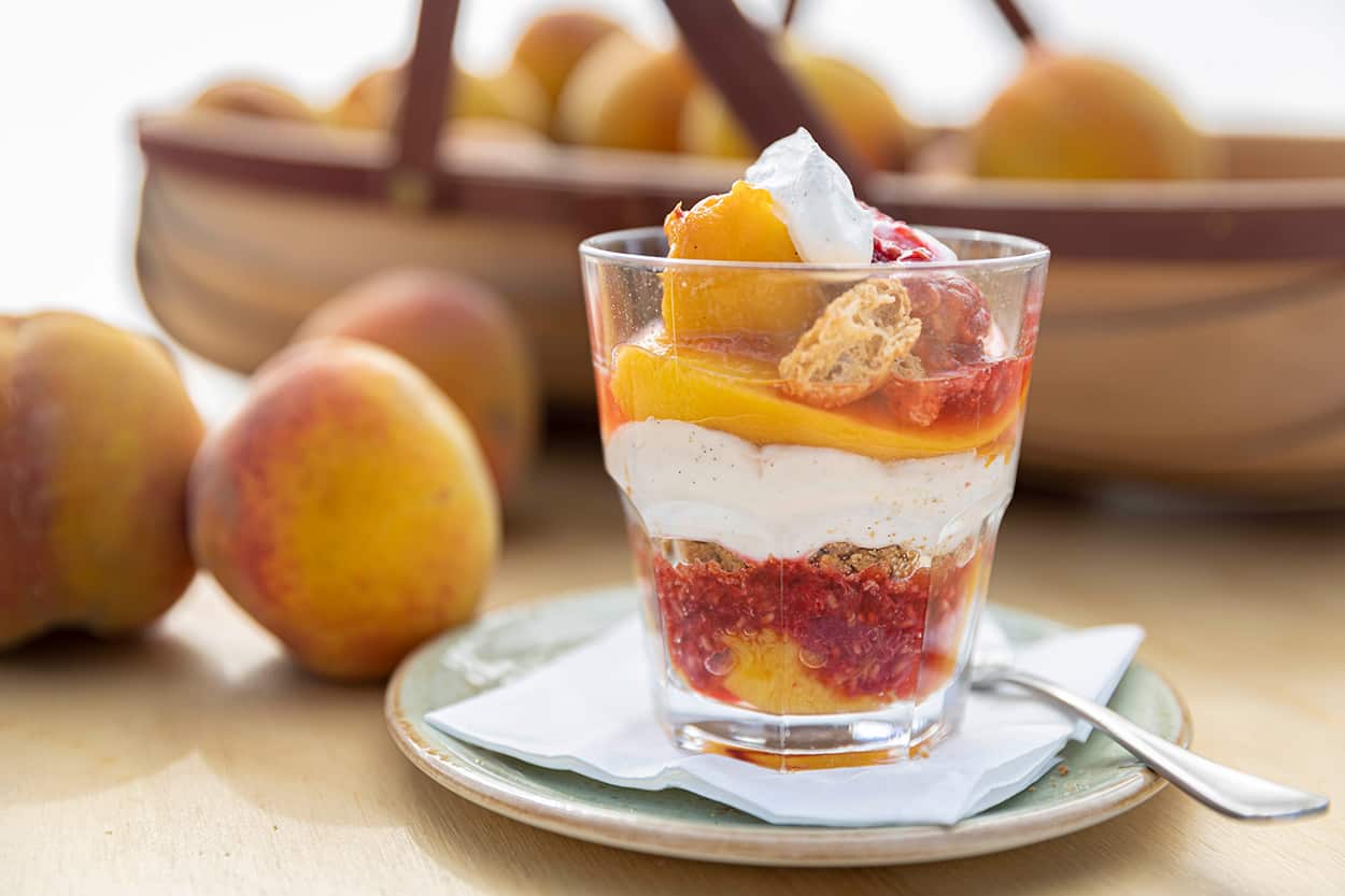 Poached peach fool 