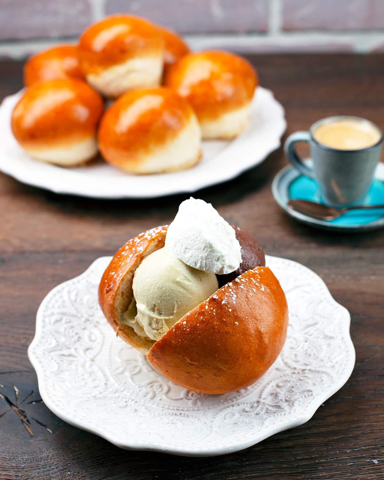 Brioche with gelato from Bonacini's Italy