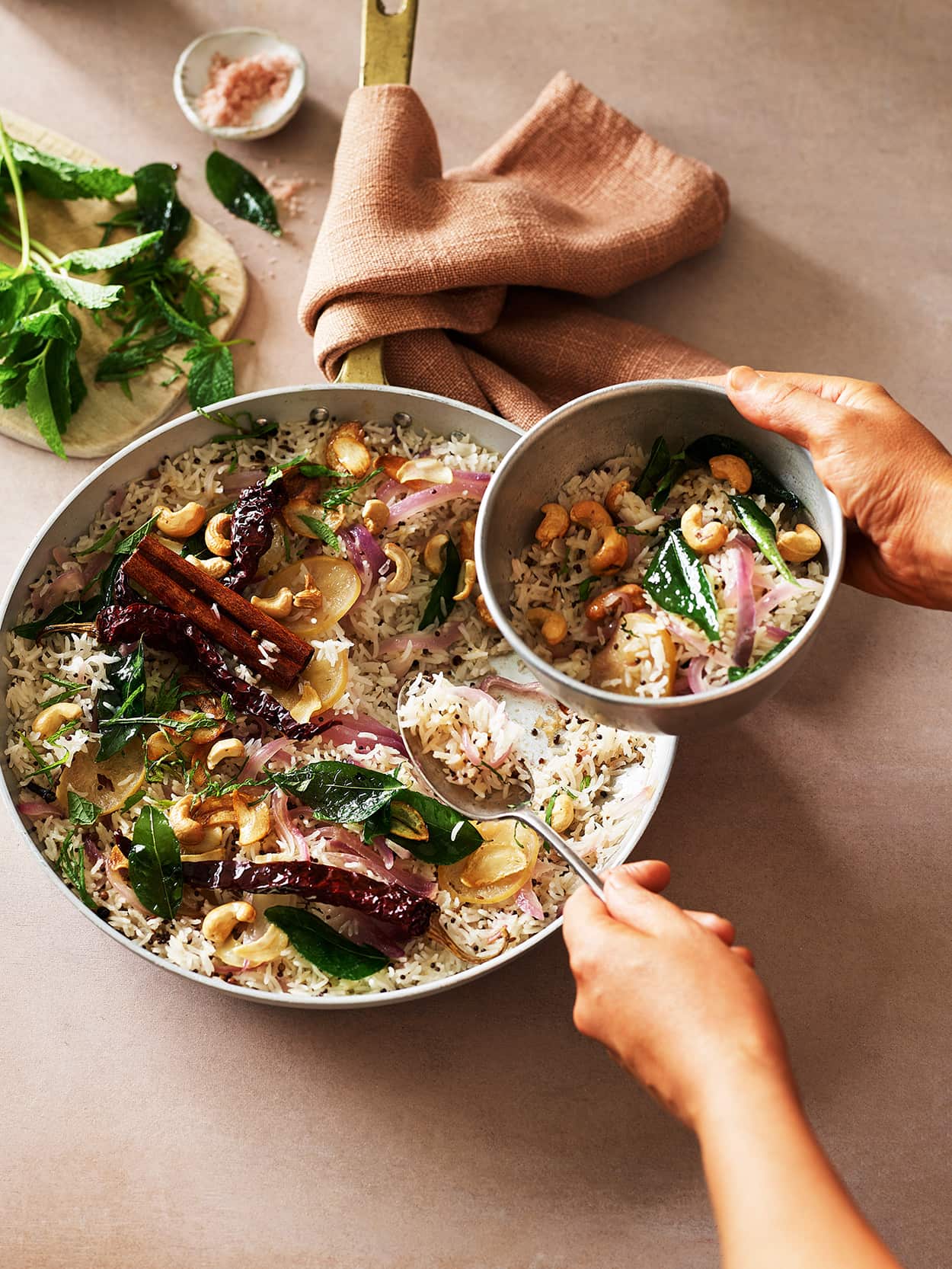 Bitter lemon, mustard seed and garlic pullao 