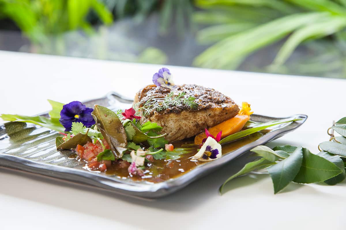 Blackened mackerel with lemon myrtle and finger lime