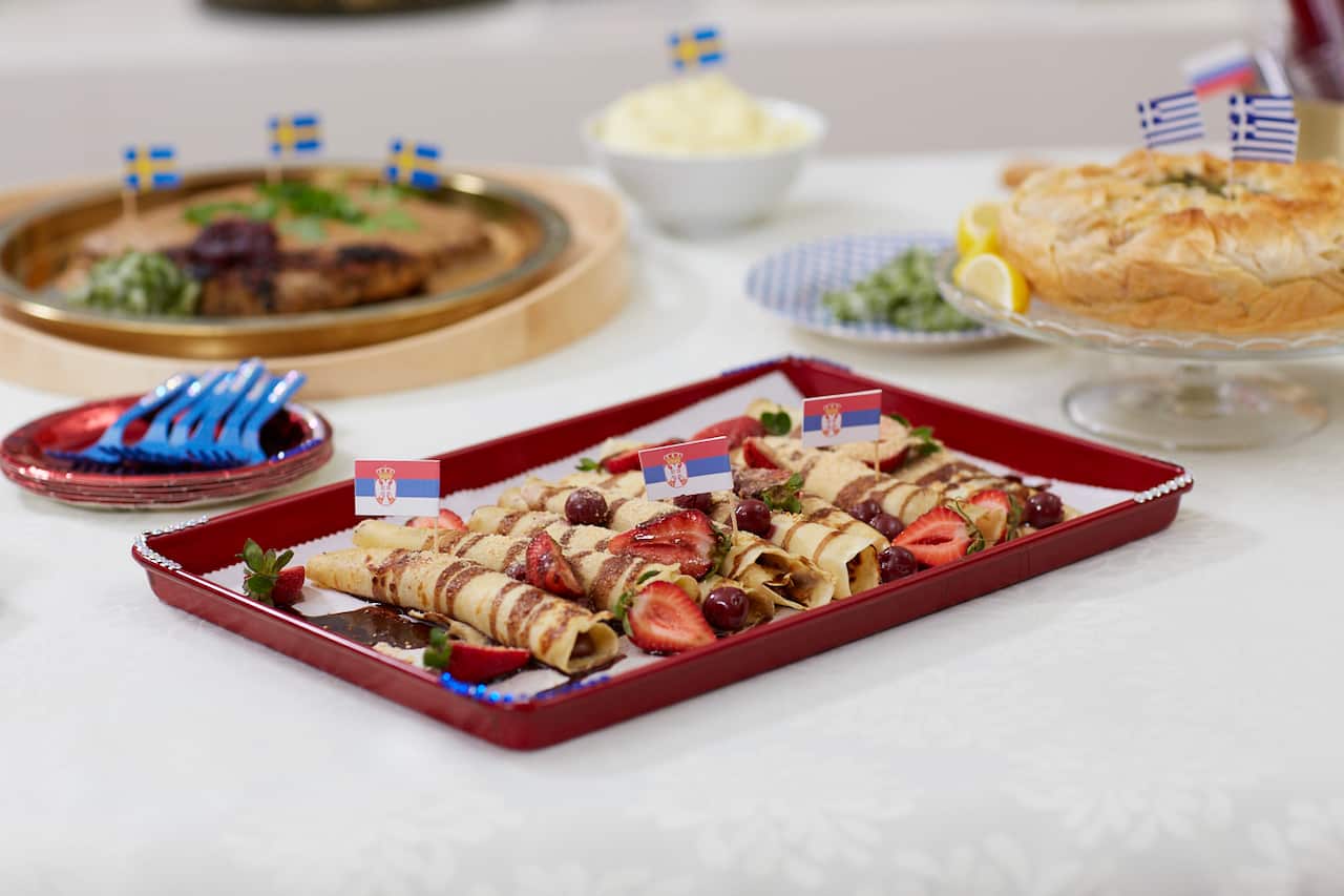 Plasma crepes with nutella and sour cherries