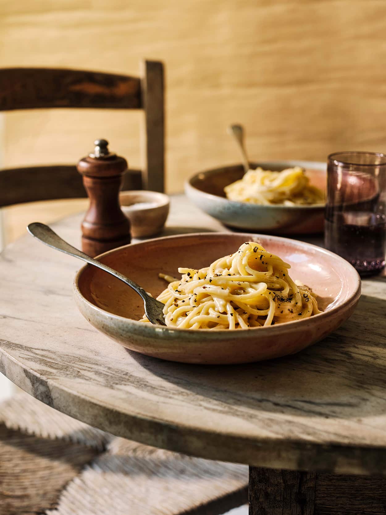 Spaghetti with pecorino romano and black pepper