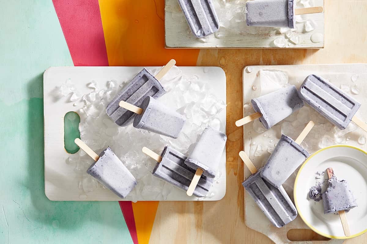 Blueberry and coconut paddle pop