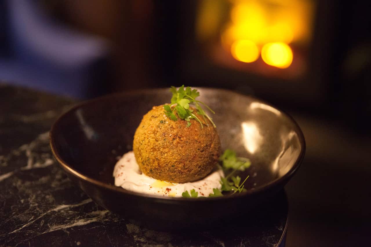 Bocconcini-stuffed falafel