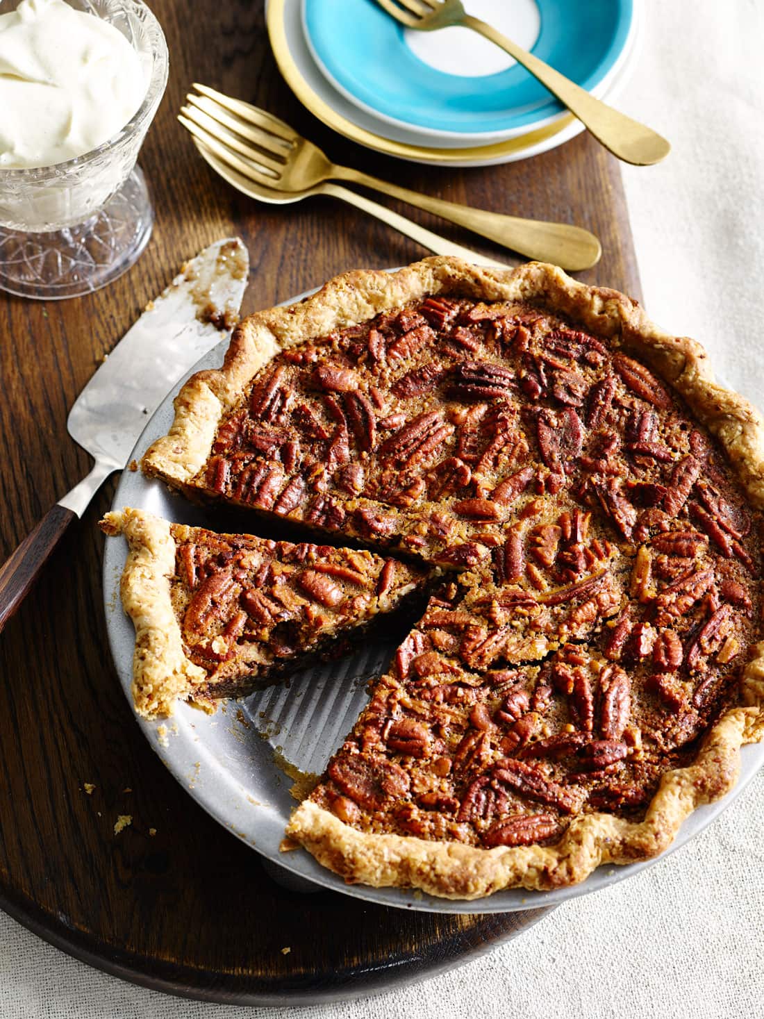 Bourbon pecan and chocolate pie