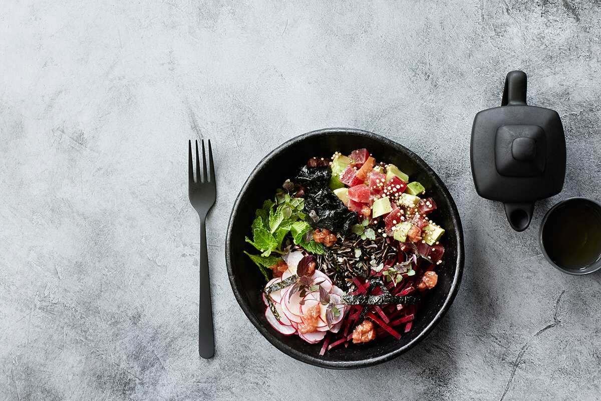 Wild rice chirashi bowl