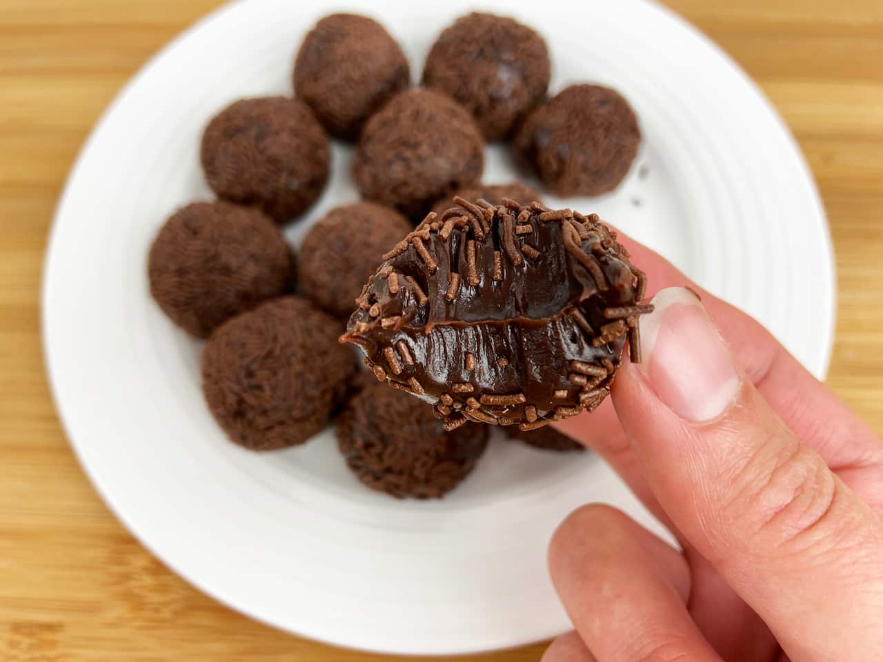 Brigadeiros in half