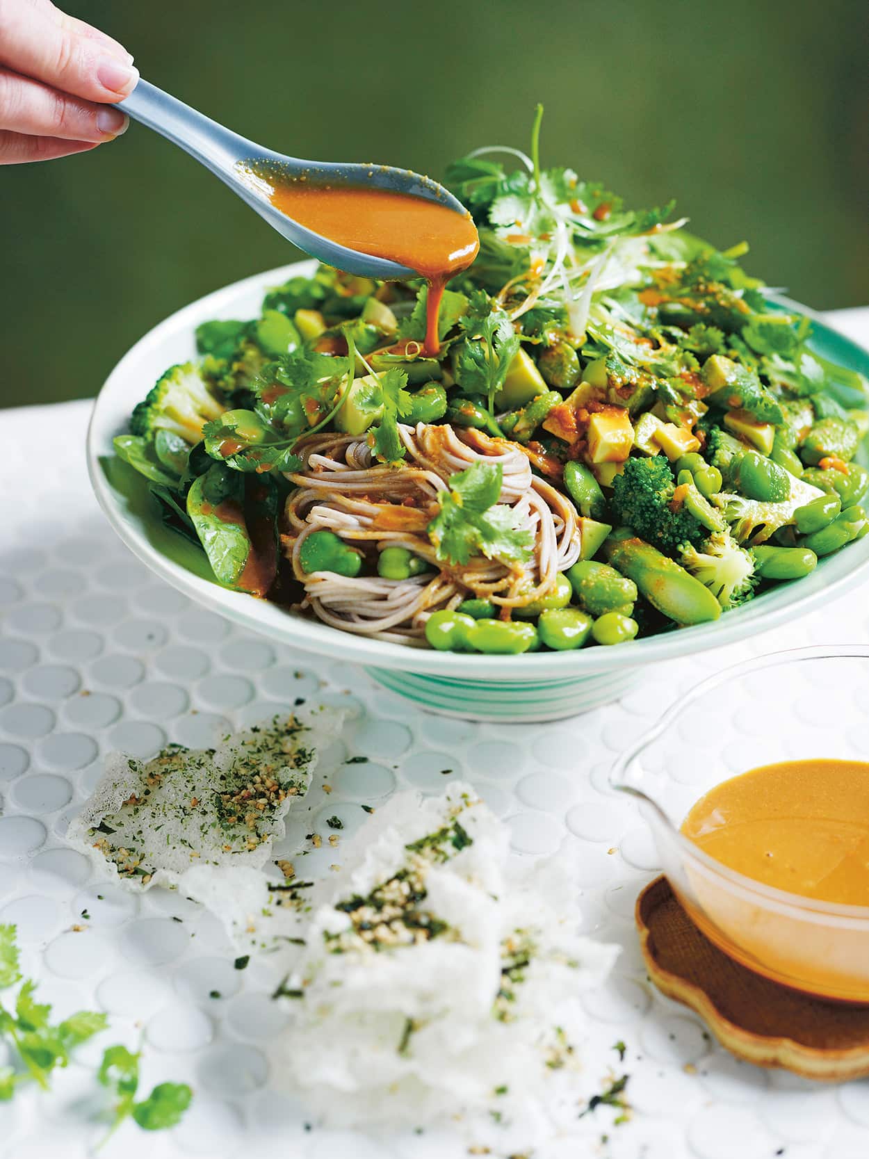 Broad bean, asparagus and soba noodle salad 
