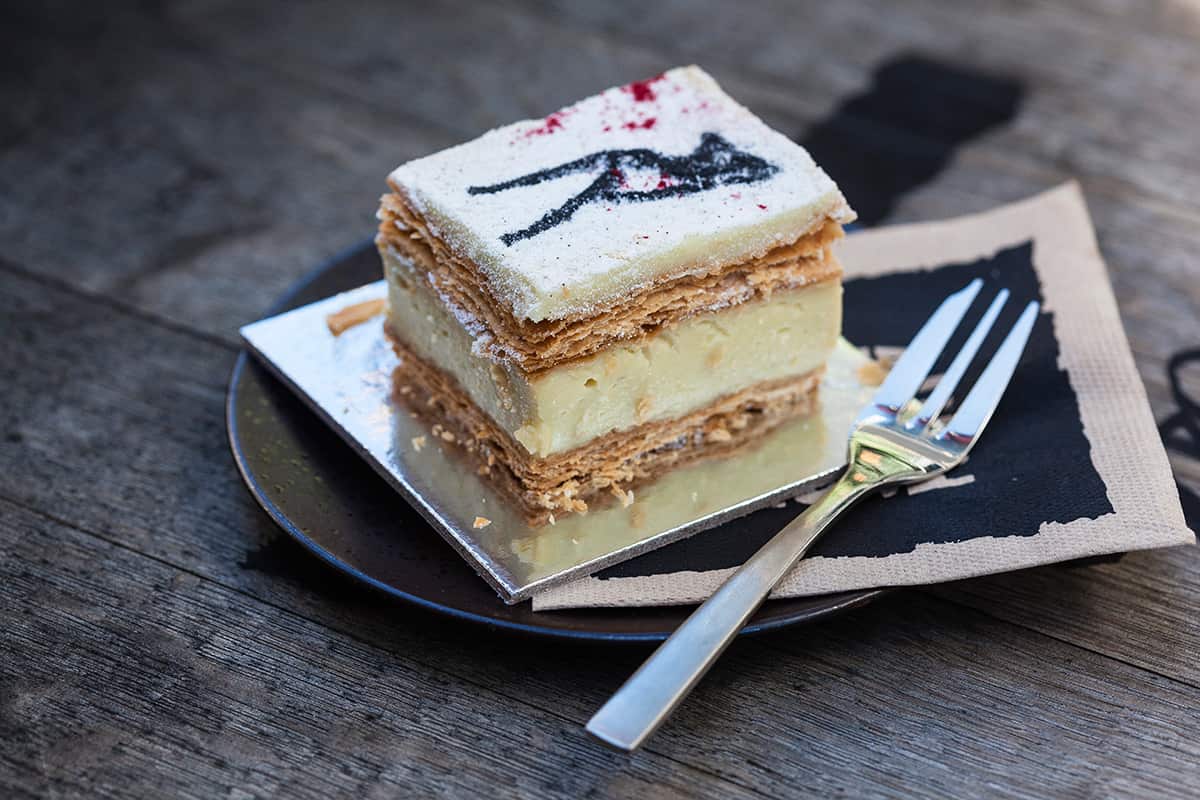 Pandan custard vanilla slice