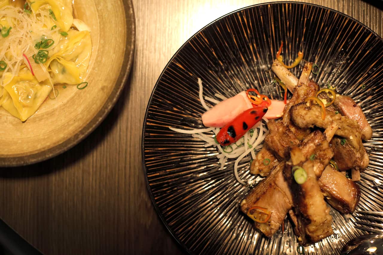 Bulgogi Korean lamb ribs and mushroom momo.