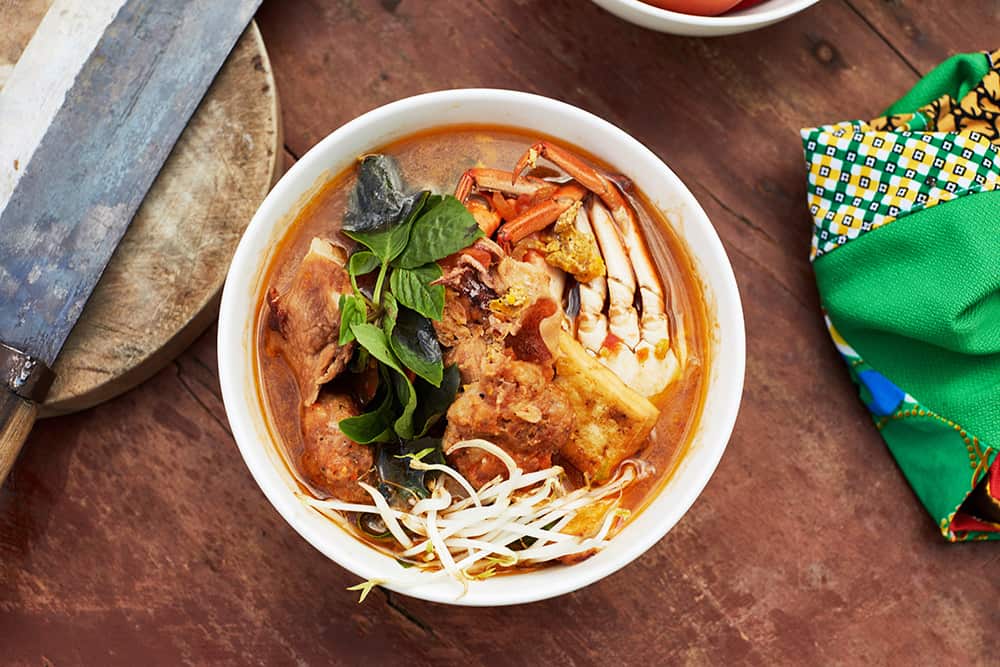 Vietnamese pork and crab soup (bún riêu)