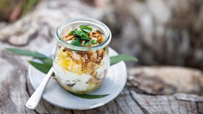 Pineapple and coconut trifles with lemon myrtle (Outback Gourmet)