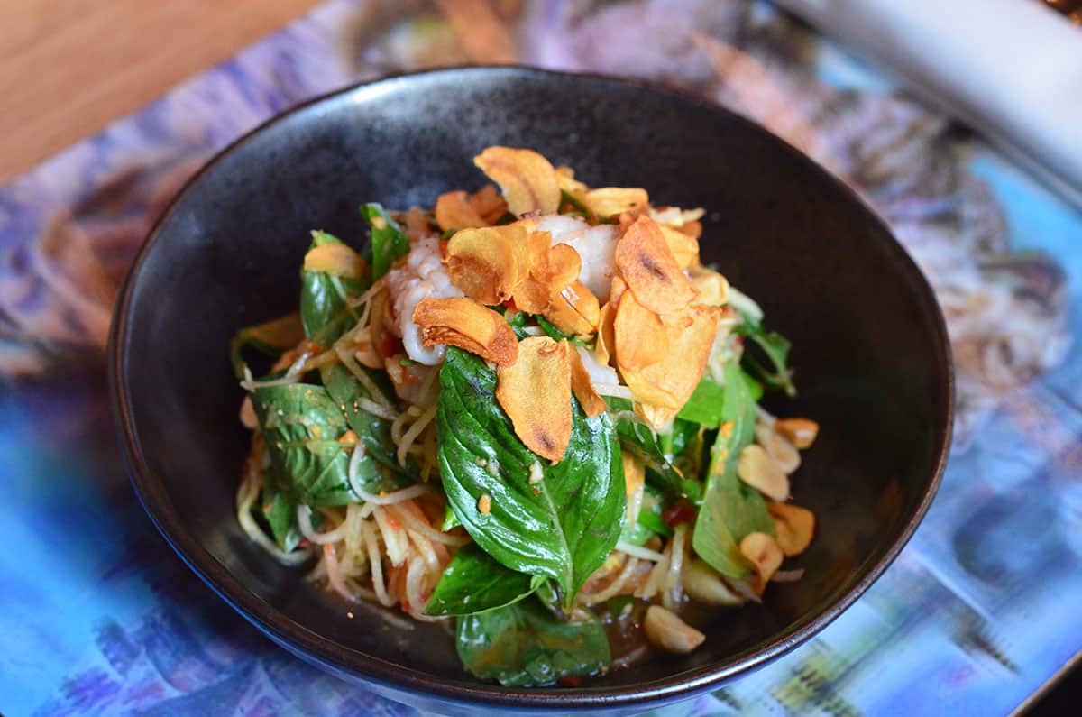 Wok-fried local calamari has layers of different textures.