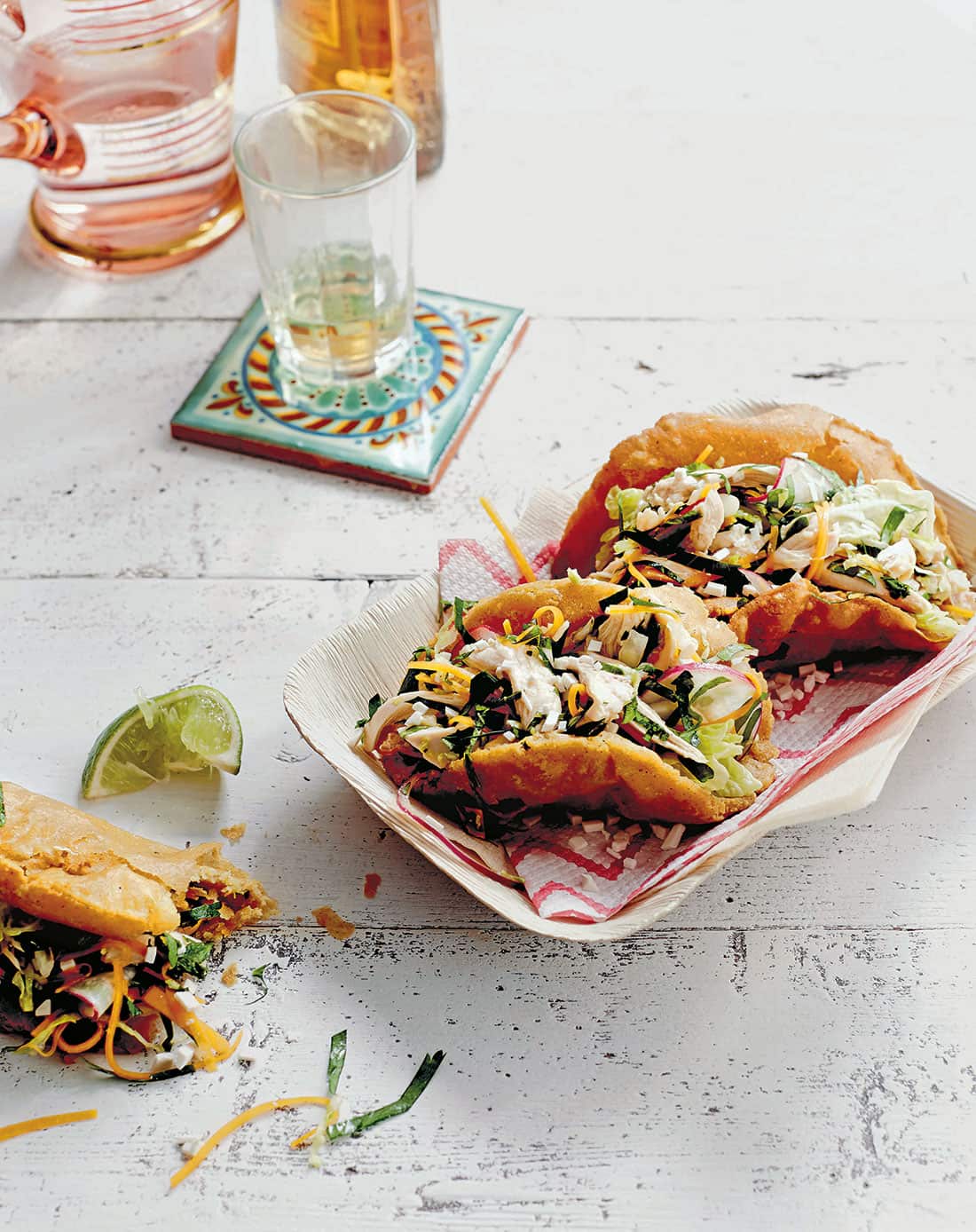 Puffy tacos with Napa chicken salad