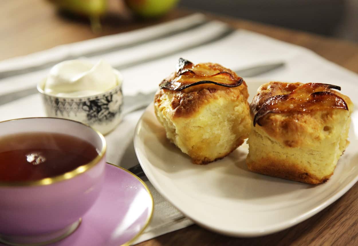 Caramelised pear scones