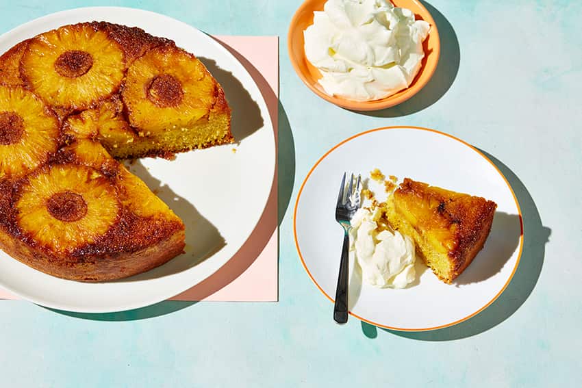 Caramelised pineapple upside-down cake